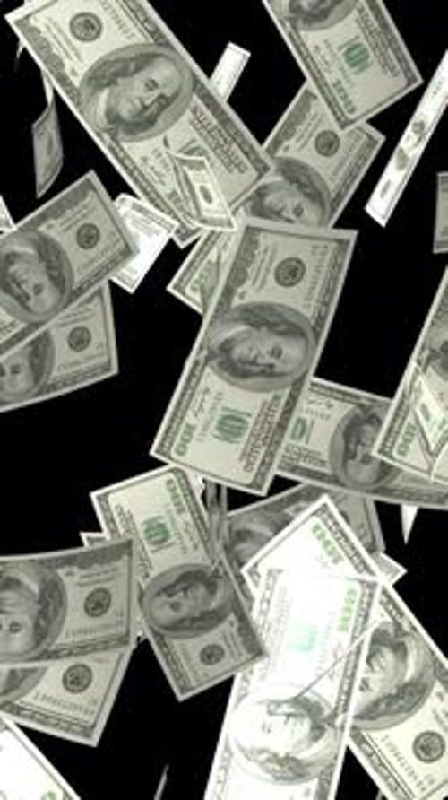 Money Falling Animation HD Vertical On Alpha