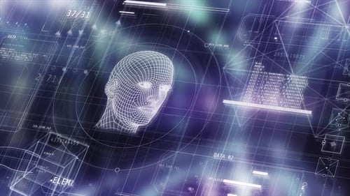 Artificial Intelligence Processing Data in a Futuristic HUD Interface