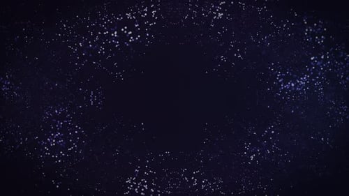 Coleção Glamour: Pequeno bokeh roxo azulado com partículas se espalhando pelas laterais de uma cópia em diamante