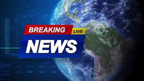 Breaking News Template intro for TV broadcast news show program with 3D breaking news text