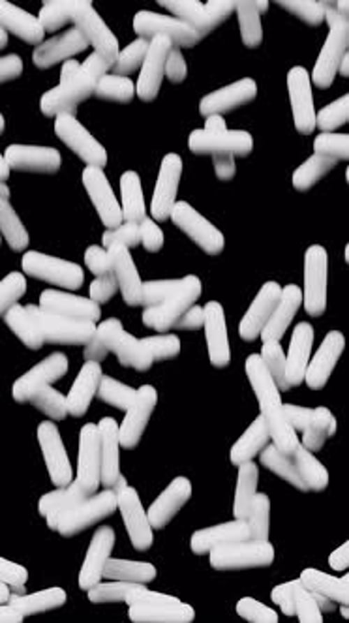 White Pills Fall Down and Fill Screen Area Medicine Capsules Backdrop Pharmacology Concept 3d Render