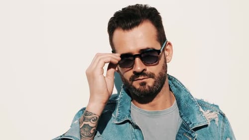 Handsome man posing in studio