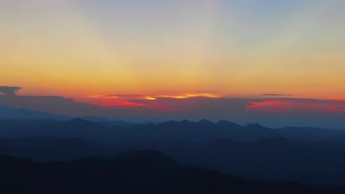 Spectacular sunset at the airport features cirrocumulus and beautiful sky with burning clouds a stri