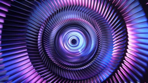 Futuristic spiral tunnel with glowing lights