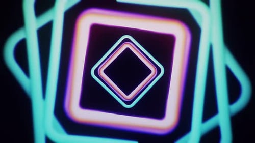 Uplifting Retro Looping Background With Abstract Colored Geometry