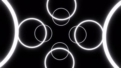 White Rotating Circles Abstract Tunnel Led Neon Glowing Seamless Animation