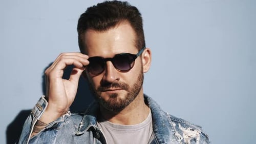 Handsome man posing in studio