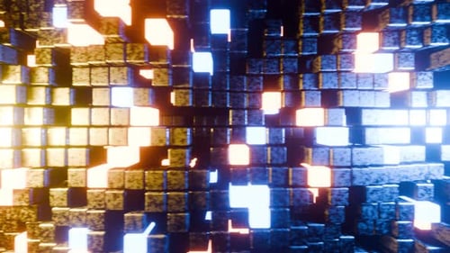 Blue And Yellow Horizontal Wall Moving Vj Loop Background