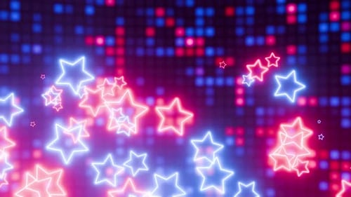 Screen for a disco. VJ-loop. Flashes of light. Disco style. Retro animation of a star. Bright light.