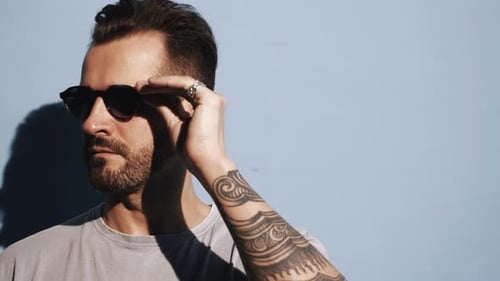 Handsome man posing in studio