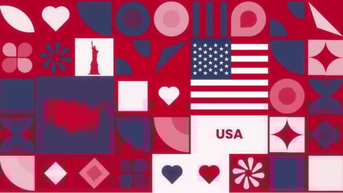 Geometric Pattern Inspired By Usa Flag Symbols Loop Background