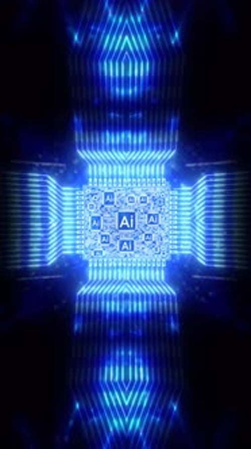 Futuristic AI Microchip Vertical
