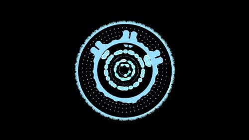 Interface Collection: Continuous main loop of flickering of elements in a portal in center on a dark