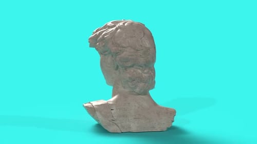 Stone Sculpture Of David's head Rotating