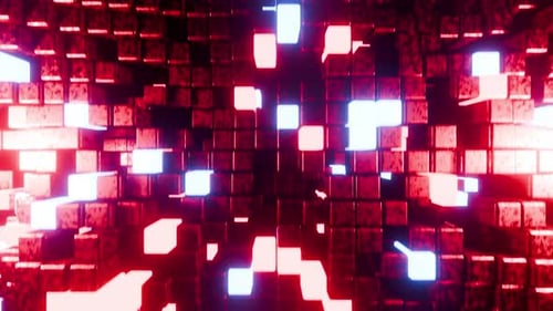 Red Wave Cube Wall Vj Loop Background Animation
