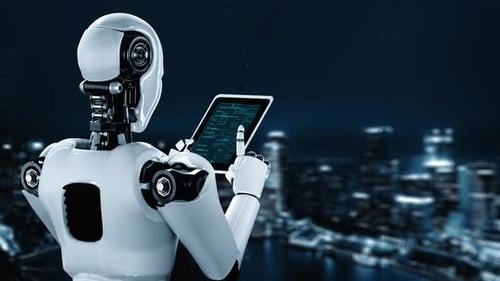 Futuristic Robot Artificial Intelligence Huminoid AI Programming Coding