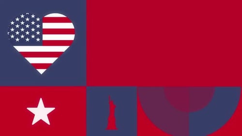 Geometric Colorful Usa Flag Pattern Loop Background