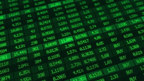 Prices of Growing Stock Market Exchange Green Bullish Trend Forex Trading Candlestick Graph Increase