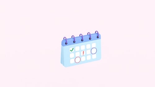 Calendar flip. Schedule, business event concept 3d animation.