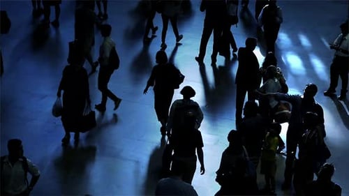 commuters walking in the city. business people crossing crowded street