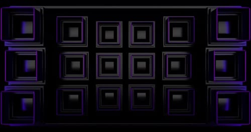 Seamless Looping Abstract Moving Black Cube Block Wall 01