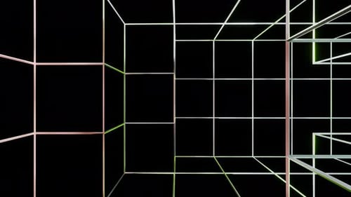 Colorful Rotating Wireframe Cubes 4K