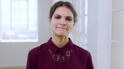 Confused, curious and face of a business woman with corporate doubt, analysis