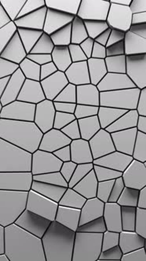 Abstract Animation of White Voronoi Blocks Moving and Extruding Minimal Light Clean Corporate