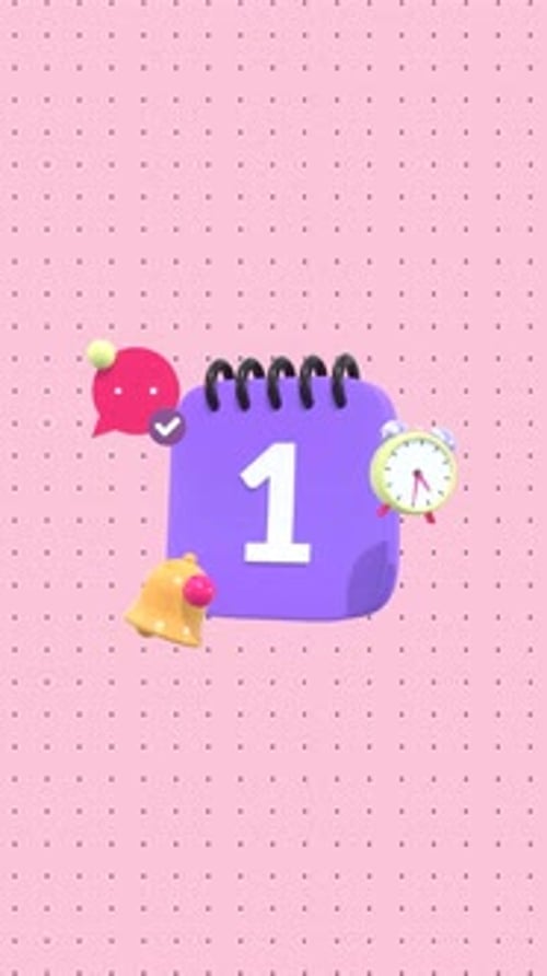 Daily Routine and Time Management Animation with Calendar, Clock and Notifications