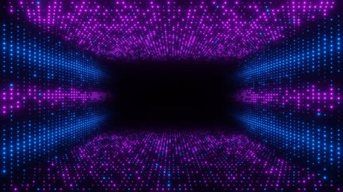 Blue and Purple Abstract Neon Waves Dots Tunnel Vj Loop