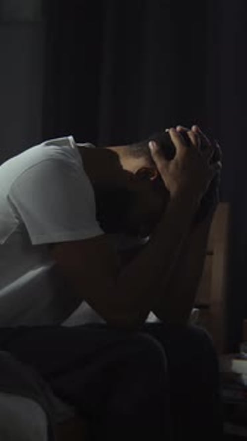 Black Man Expresses Soul Pain Suffering From Depression