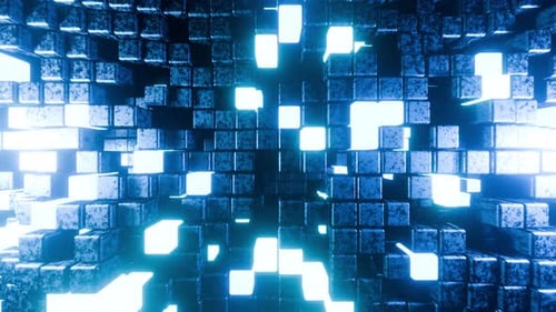 Steel Blue Wave Cube Wall Vj Loop Background Animation