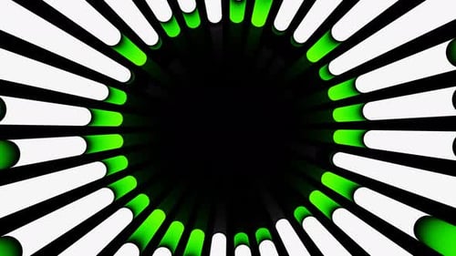 Green and White Tube Lines Abstract Circle Tunnel Led Neon Seamless Animation