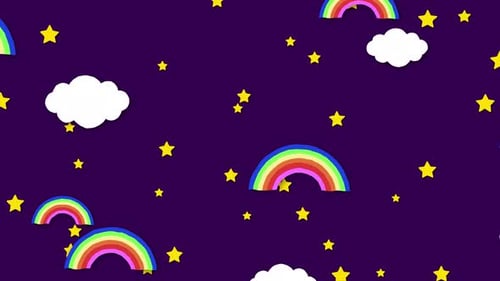 2d Rainbow Stars And Cloud Animation, Cartoon Animation Clouds And Stars, Animated Rainbow Animation