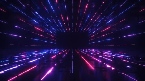 Neon Glowing Sci Fi Futuristic Tunnel Background