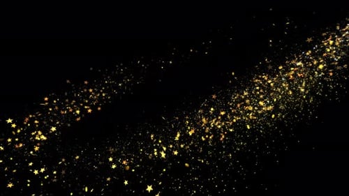 Gold Glittering Star Dust Circle Of Trail Sparkling Particles On Black