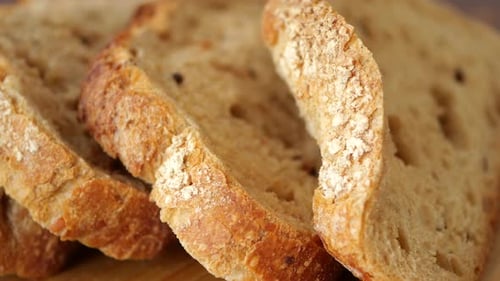 Freshly Baked Bread in Basket CloseUp Artisan Bakery Breakfast Brunch Cozy Homemade Feel