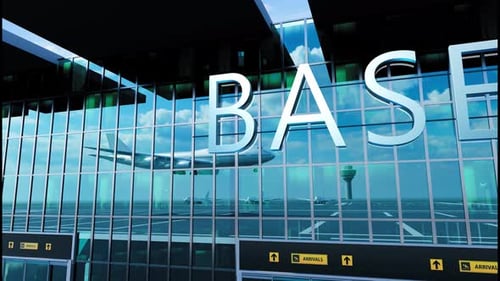 Airlane Landing at Basel Arrival in the City with Reflection of Airport and Aircraft