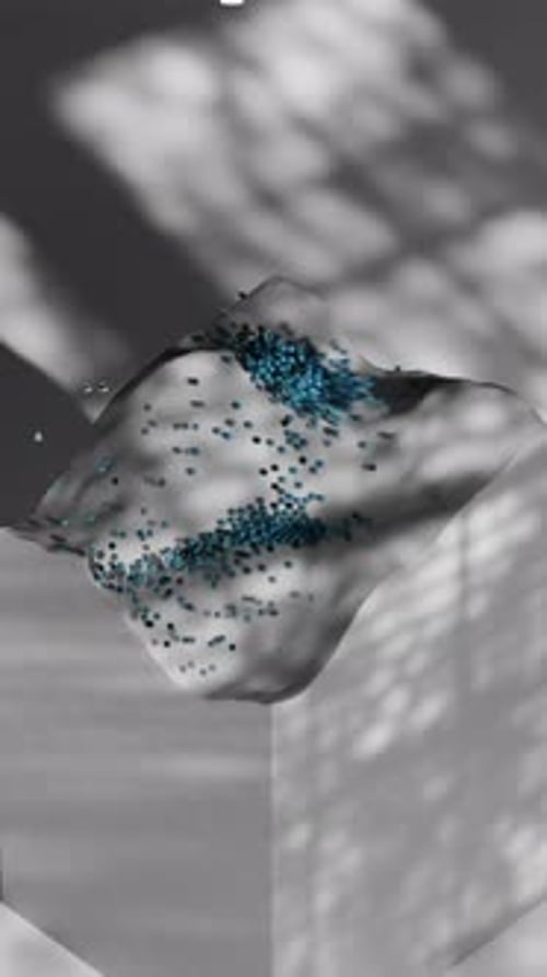 Minimalist 3D Loop of Exploding Spheres in Soft Light Environment