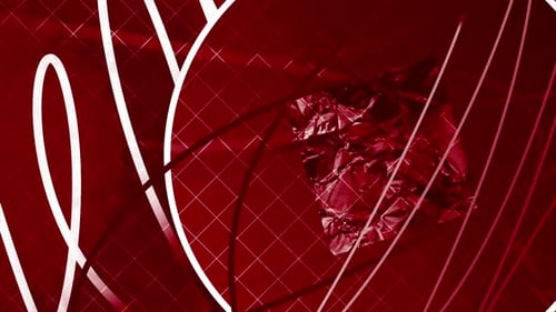 Abstract Crumpled Piece of Paper Appears Inside Circle with Pen Strokes on the Background