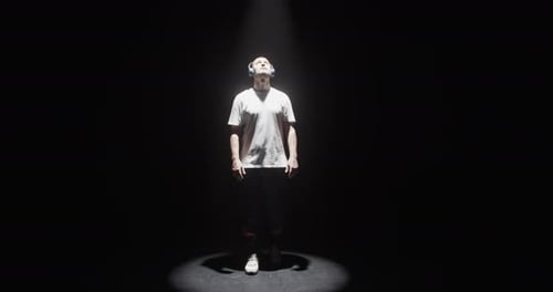 Male Dancer Dancing Sensitive Contemporary Dance in Darkness