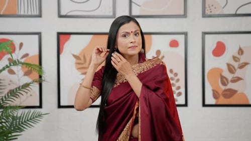 Indian woman getting ready