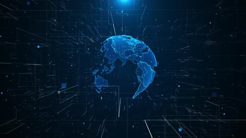 Global Network Connection Planet Earth Internet and Technology World Map Point and Line Composition