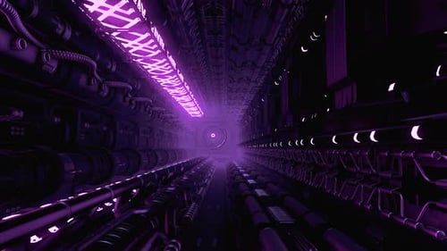 Technological Tunnel in Futuristic Ship