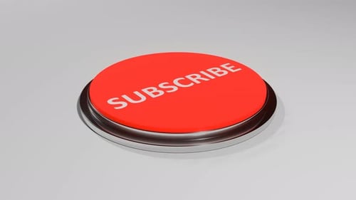 Red round subscribe button.