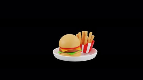 4K 3D Western Culinary Fast Food Icon