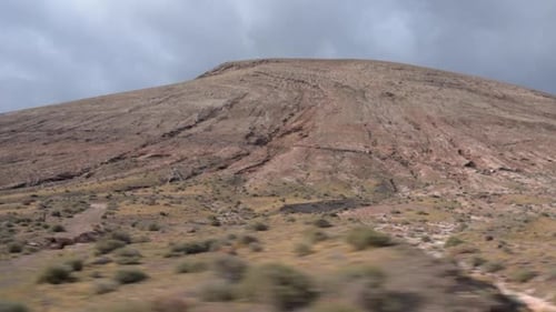 Panoramic View of a Volcanic Rock Landscape in Lanzarote