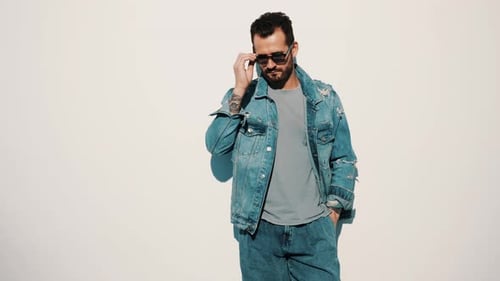Handsome man posing in studio