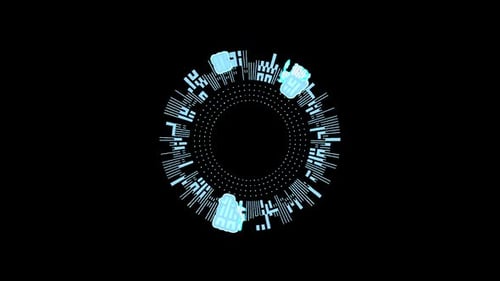 Interface Collection: Continuous main loop of spinning of concentric rings in reverse direction to o