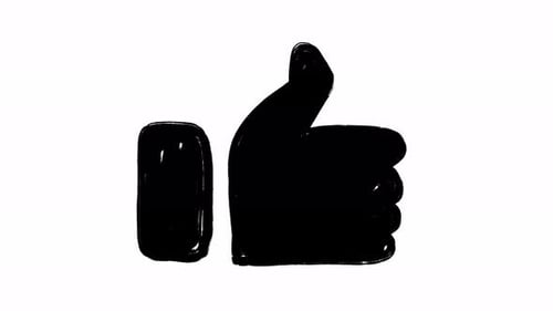 Hand Giving a Thumbs Up Gesture Written in Grunge Cartoon Style Animation on White Background